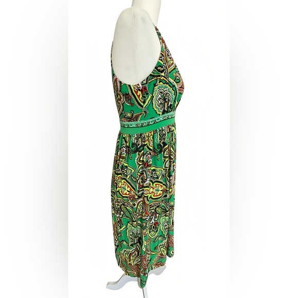 INC International Concepts Dress  S Green Orange Paisley Sequin Sparkle A-Line - Picture 2 of 8